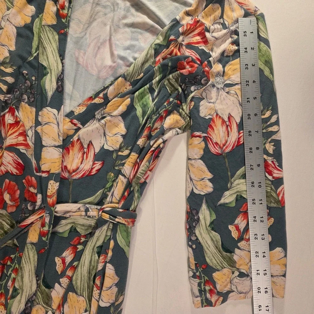 Milkmaid Goods Women's Floral Print Robe Size M Green Multi - Picture 9 of 11
